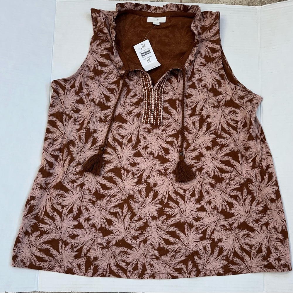 J. Jill Nwt Medium Petite Rust Leaf Pattern Top - image 1